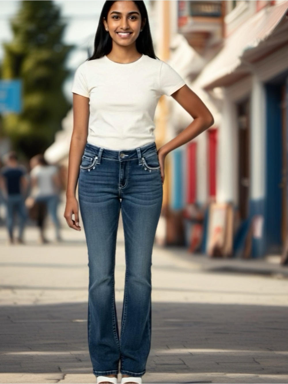 Grace in LA Women's Dark Blue Boot Cut Jeans